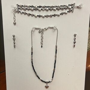 Four piece Brighton Silver and Black Jewelry Set